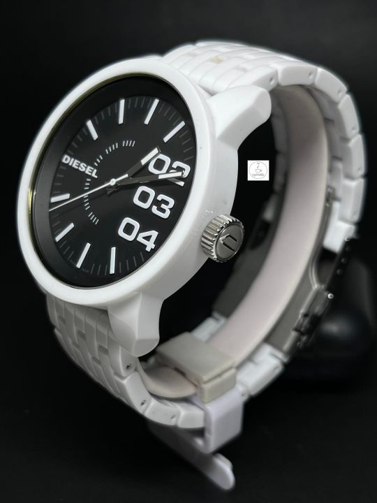 นาฬิกาข้อมือผู้ชาย-dieesel-รุ่น-dz1522-ตัวเรือนและสายนาฬิกาพลาสติกสีขาว-หน้าปัดสีดำ-รับประกันสินค้าเป็นของแท้-100-เปอร์เซนต์
