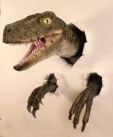 Anime Figure Dinosaur Simulation Ornaments Resin 3D Velociraptor Set Wall Stickers Atmosphere Decorator Props Party Furniture