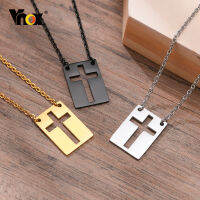 Hot Vnox Men Cutout Cross Pad สร้อยคอยาว,สแตนเลสหกเหลี่ยม David Star Sqaure จี้,ศาสนา Faith Collar เครื่องประดับ