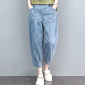 Jeans Women's New Loose Thin Section High Waist Cropped Pants Big