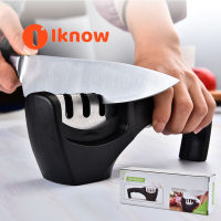 I Know Kitchen Kni Sharpener - 3-Stage Kni Sharpening Wheel Tool ช่วยซ่อมแซมฟื้นฟูและขัดใบมีด-สแตนเลสปลอดสนิม