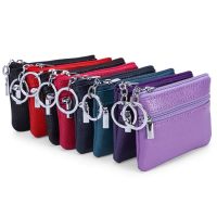 ❂✖ Genuine Leather Key Wallet Popular European and American Small Coin Purse Bus Card Package Zipper pocket Custom name logo