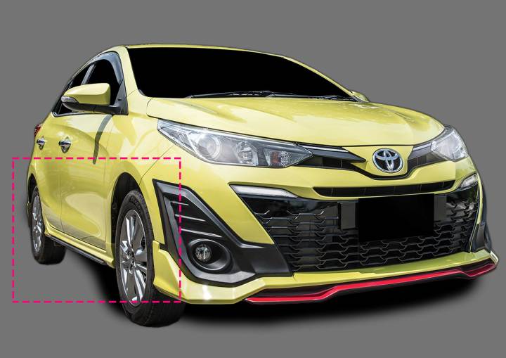 สเกิร์ตข้าง-สเกิร์ตข้างรถยนต์-yaris-2017-2018-ทรงtr-d-พลาสติก-abs-งานดิบไม่ทำสี