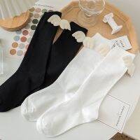 【LZ】☬﹉☋  Kawaii meias femininas lolita jk meia longa preto branco asas de anjo meias curtas meninas doce harajuku alta qualidade algodão casal sox