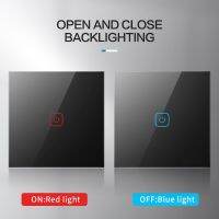 Hot Selling Light Touch Switch EU Standard Tempered Crystal Glass Panel 4 Color Power 1/2/3 Gang 1 Way 220V Wall Lamp Sensor Switches On Off