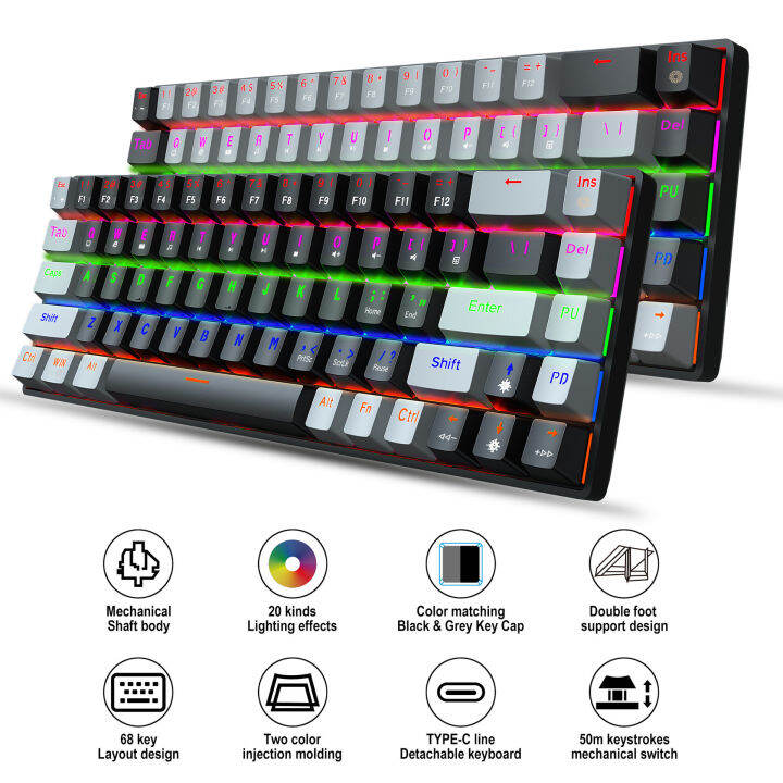 V800 87-key gaming hot-swappable mechanical keyboard wireless bluetooth ...