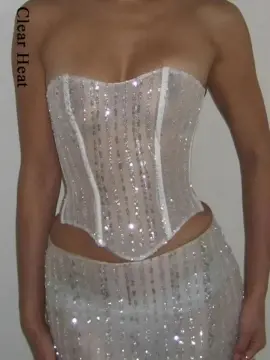 Sexy Lady Strapless Bustier Boned Corset Tank Top Glitter Sequins