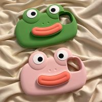 .Suitable For Girls Gift iphone 14 pro max Funny cartoon sausage mouth frog stand phone case for 13 12Promax 11 Artistic Soft Silicone Protection Couple TPU Cover