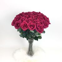 กุหลาบวาเลนไทน์ ดอกกุหลาบปลอมสีแดง งานผ้ากำมะหยี่ ดอกไม้ประดิษฐ์เกรดพรีเมียม