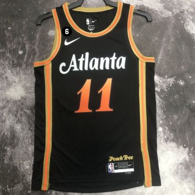 เสื้อกีฬาบาสเก็ตบอล Atlanta Hawks Jersey 2022NBA สีดํา สําหรับผู้ชาย 2023