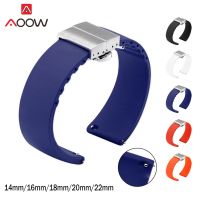 【hot】 14mm 16mm 18mm 20mm 22mm Soft Silicone Release Watchband Buckle Band Accessories