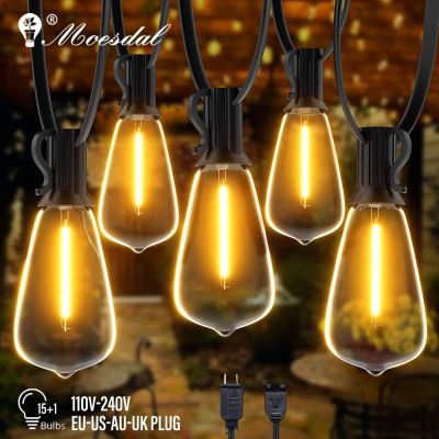 Outdoor LED String Lights IP65 Waterproof ST38 Vintage Fairy Lights for Garden Porch Christmas Party Wedding Decorative Lights