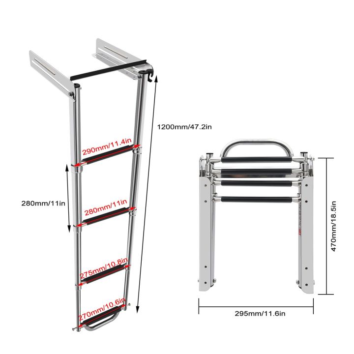บันไดเรือ3-4ขั้นบันไดเรือสเตนเลสสตีลแบบพับได้บันไดสำหรับเรือใต้ทะเลแบบยืดหดได้บันไดขึ้นเรือสำหรับเรือยอช์ตว่ายน้ำขึ้นบันไดสำหรับสระว่ายน้ำทะเล