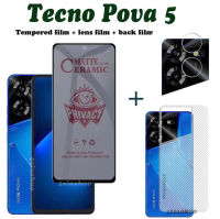 แก้วป้องกันคนแอบดู Tecno Pova 5ฟิล์มกระจก iPhone X พร้อม Privacy Tecno Pova 5โปรจอปกป้อง + ฟิล์มเลนส์ + ฟิล์มด้านหลัง