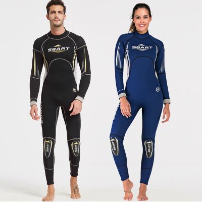 [COD] Bart 3MM one-piece wetsuit for men and women thickened to keep warm then zipper snorkeling deep winter swimming equipment swimsuit