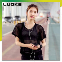 Luoke 2019 ใหม่หลวมสบายระบายอากาศแห้งเร็วยืดหยุ่นการดูดซึมShockการดูดซึมความชื้นเหงื่อออกโปร่งใสของตาข่ายเสื้อโยคะออกกำลังกายวิ่งเต้นรำกีฬาที่เดินทางมาพักผ่อนของผู้หญิงแขนสั้นท็อปส์