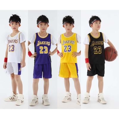 NBA Los Angeles Lakers James No.23 Jersey Kids Fake Two Pieces Basketball Clothing Suits