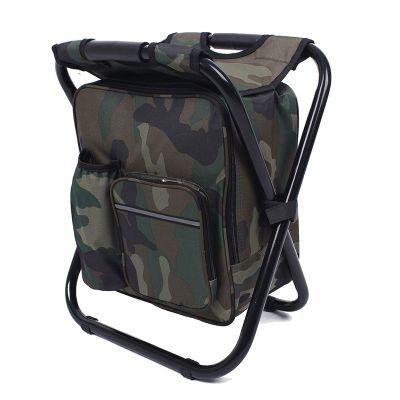 Camping Stool Folding Camping Chair Stool Backpack with Cooler Insulated Picnic Bag