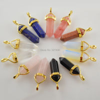 20pcs Wholesale Natural Aventurine Stone Opal Quartz Crystal Point Shape Stone Necklaces &amp; Pendants For Jewelry Making