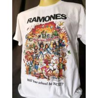 เสื้อยืดคุณภาพดี ผ้าฝ้ายแท้เสื้อวงนำเข้า Ramones Rock n Roll High School Ska Punk Rock Hardcore Retro Style Vintage T-ShirtS-4XL