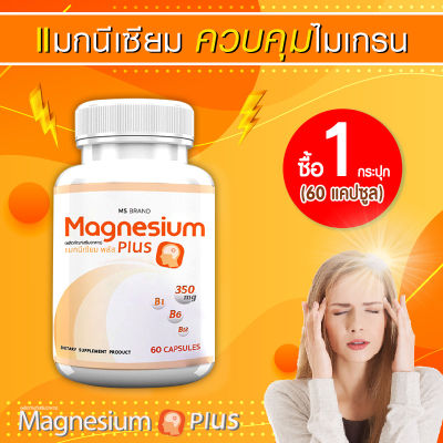 🔥 ส่งฟรี! ส่งไว 🔥 MS Magnesium Plus แมกนีเซียม และวิตามิน B1 B6 B12 ป้องกันไมเกรน บำรุงระบบประสาท 1 กระปุก [60 แคปซูล]