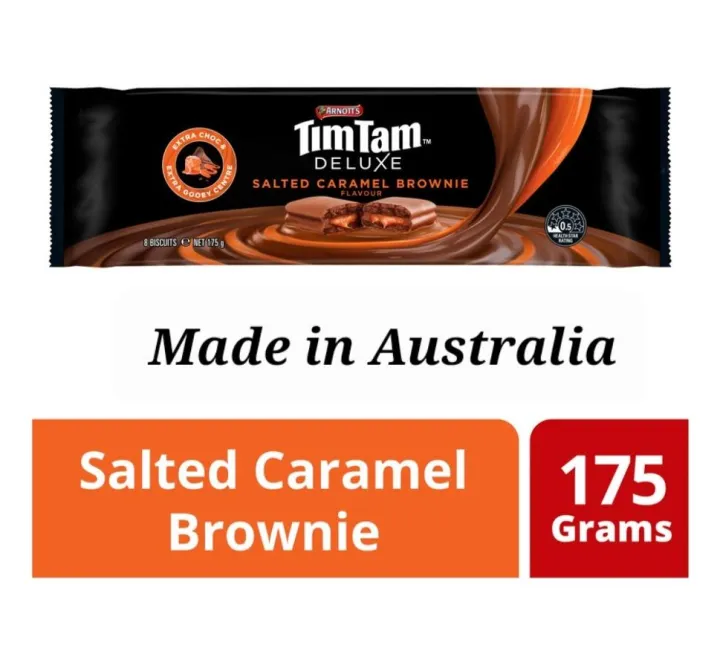 Arnotts Tim Tam Deluxe Chocolate Biscuits Salted Caramel Brownie 175g. Made  in Australia.