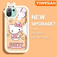 YIWESAN เคสสำหรับ Xiaomi 11 Lite 5G 11 Lite 5G Ne ลายคิตตี้น่ารักสีสันสดใสเลนส์กล้องถ่ายรูปแบบนิ่มมอนสเตอร์น้อยซิลิโคนเคสใสกันกระแทกแบบใสง่าย