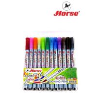 Horse ตราม้า ปากกาสีน้ำ (ปากกาเมจิก หัวพู่กัน) แพ็ค ชุด 12 สี ปลายหัวพู่กัน H-102 จำนวน 1 ชุด