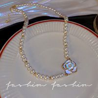 [COD] French court style retro pearl necklace European and elegant temperament simple rose pendant