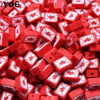 30/50/100pcs Red Envelope Love Spacer Clay Beads Sweet Heart Polymer Clay Beads For Jewelry Making DIY Craft Ornament Supplies Beads