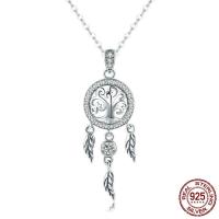 Women Ladies 925 Sterling Silver Life Tree Pendant Necklace Female Dream Catcher Chain Jewelry