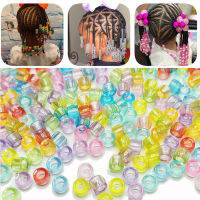 Away CW】100Pcslot Mix Color Hair id Beads Decoration Pendants Clear African Hair Bead 4mm Large Hole Hair Clips for ids Styling