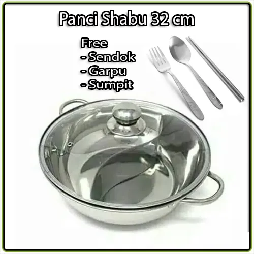 Panci Shabu Sekat Cm Sendok Set Gsf Hot Pot Stainless Steel