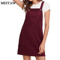 Autumn Winter Women Pocket Retro Corduroy Dress 2020 Sexy Sleeveless Vintage Party Dress Casual Solid Slim Suspender Sundress