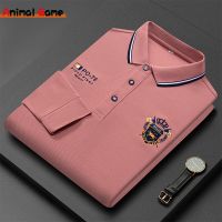 Korean Fashion Mens Polo T-shirt Long Sleeves Embroidered Logo Polo Shirt Lapel Breathable Top Streetwear Loose Ropa Hombres