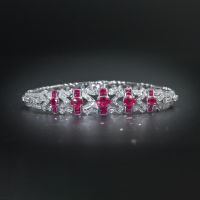 Ruby Diamond Bracelet สร้อยข้อมือเพชรทับทิม ทับทิมแท้สีแดงธรรมชาติ ประดับด้วยเพชรแท้น้ำ96-97 ตัวเรือนเป็นทองขาว18k