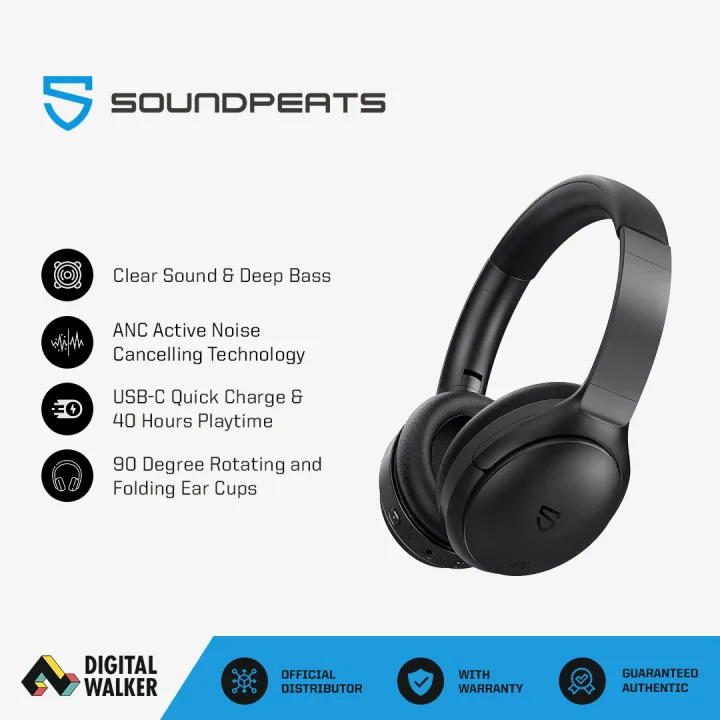 [Digital Walker] SoundPEATS A6 A.N.C Wireless Headphones - Black ...