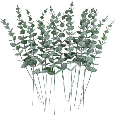 พืชดอกยูคาลิปตัสเทียมสีเขียวใบยูคาลิปตัสพืชสีเขียว Hiasan Interior งานแต่งบ้านดอกไม้ประดิษฐ์