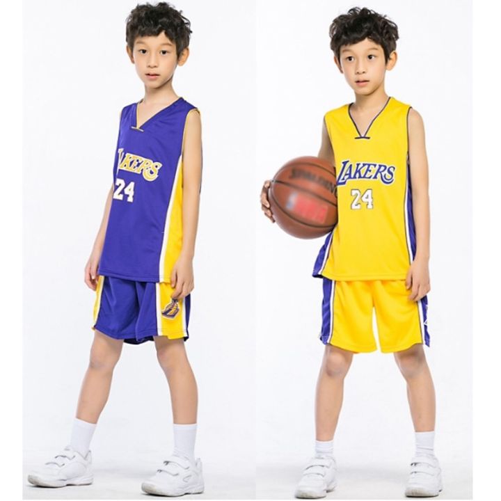ขายเสื้อผ้าบาสเกตบอลสูง-nba-lakers-jersey-24-kobe-bryant-jersey-kids-tops-shorts-jersey-set-children-basketball-uniform-jersi