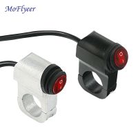 MoFlyeer Motorcycle 7/8" 16A Waterproof  Aluminium Alloy Switches 22mm Handlebar Headlight Switch and 3 Wires with Red Led LightAdhesives Tape