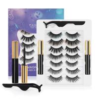 7 Pairs 3D Magnetic Eyeliner Liquid False Eyelashes Set Thick Natural Handmade Fake Eyelashes Quickly Long-lasting Makeup TSLM1