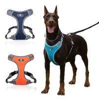 Medium Large Dog Harness Vest Breathable Dog Training Harness Adjustable Reflective Nylon Pet Chest Strap For Labrador Doberman Leashes