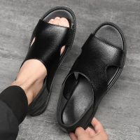 Mens Sandals Summer and Summer Dual-purpose Beach Shoes Cow Leather Thick Soled Shoes Casual Comfortable Shoes