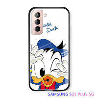 UCUC เคสโทรศัพท์เคสสำหรับ Samsung Galaxy S21 + 5G กรณี SamsungS21Plus การ์ตูนหรูหราสำหรับสาวมิกกี้เมาส์ Donald เป็ดกรณี Air Kiss Glossy กระจกเทมเปอร์ฝาหลังปลอก