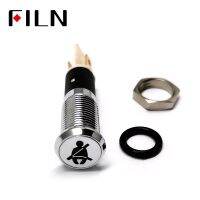 FILN 8mm C7 Car dashboard silver shell Seat belt marking 12v led indicator light with Solder foot
