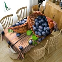 【LZ】✎  3D Fruit Grape Pattern Tablecloth Rectangular Linen Stain Resistant Tablecloth Dinning Table Decoration Accessories Kitchen Mat