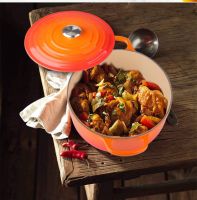 French cool color LE CREUSET relief 22CM cast iron deep roasted mommy enamel pot