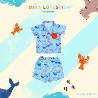 Mikaloveskids PLAY - P24 Blue ocean set เสื้อฮาวาย+กางเกงขาสั้น