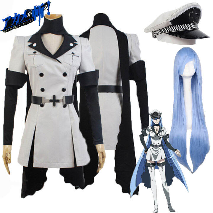 Anime Akame ga KILL! Esdese/ Esdeath Cosplay Dress Uniform Wig And