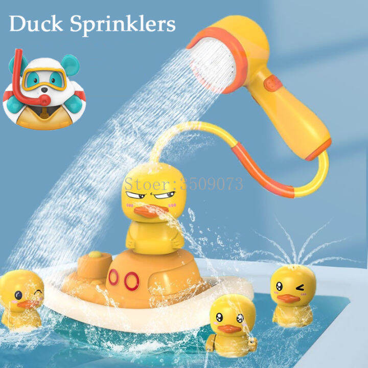 Bath Toys Yellow Duck Shower Toys Electric Rotating Water Spray ...